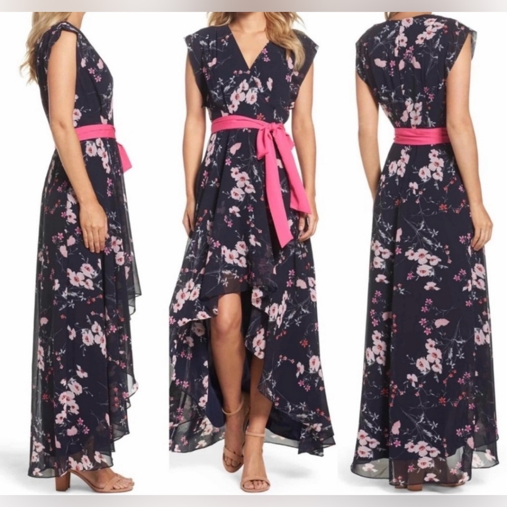 Eliza J High Low Floral Faux Wrap Dress Size 2 NWT
